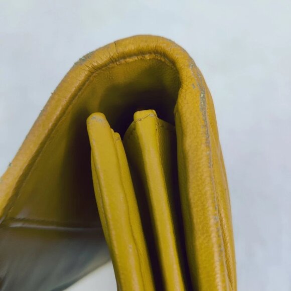 Miu Miu Wallet Matelasse Flap Long Wallet Calfskin Mustard Yellow No Returns - Picture 15 of 16